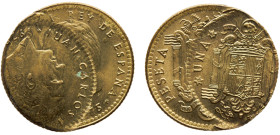 Spain Kingdom Juan Carlos I 1 Peseta 1975 *19-80 Madrid mint Mint Error Double Struck Aluminium-bronze UNC 3.4g KM# 806