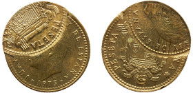 Spain Kingdom Juan Carlos I 1 Peseta 1975 *19-80 Madrid mint Mint Error Double Struck Aluminium-bronze UNC 3.6g KM# 806