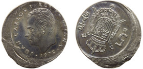 Spain Kingdom Juan Carlos I 5 Pesetas 1975 *19-80 Madrid mint Mint Error Struck 25% Off Cente Copper-nickel UNC 5.8g KM# 807