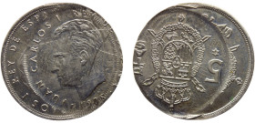 Spain Kingdom Juan Carlos I 5 Pesetas 1975 *19-80 Madrid mint Mint Error Double Struck & Struck 25% Off Cente Copper-nickel UNC 5.7g KM# 807