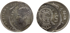 Spain Kingdom Juan Carlos I 5 Pesetas 1975 *19-80 Madrid mint Mint Error Double Struck & Struck 30% Off Cente Copper-nickel UNC 5.8g KM# 807