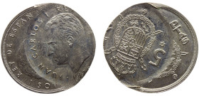 Spain Kingdom Juan Carlos I 5 Pesetas 1975 *19-80 Madrid mint Mint Error Struck 35% Off Cente Copper-nickel UNC 5.8g KM# 807
