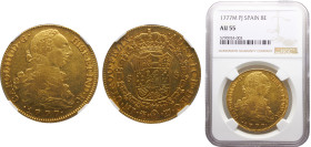 Spain Kingdom Carlos III 8 Escudos 1777 M PJ Madrid mint Gold NGC AU55 KM# 409.1