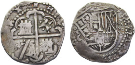 Spain Kingdom Philip II 4 Reales 1595 To C Toledo mint Cob coinage Silver XF 13.6g Cal#424