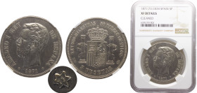 Spain Kingdom Amadeo I 5 Pesetas 1871 *18-73 DEM Madrid mint Silver NGC XF KM# 666