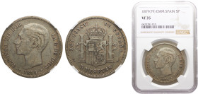 Spain Kingdom Alfonso XII 5 Pesetas 1879 *18-79 EMM Madrid mint 2nd portrait Silver NGC VF35 KM# 676
