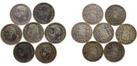 Spain Kingdom Alfonso XII 50 Centimos 1880 *18-80 MSM Madrid mint 7 Lots, 3rd portrait Silver XF KM# 685