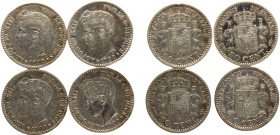 Spain Kingdom Alfonso XIII 50 Centimos 1900 *19-00 SMV Madrid mint 4 Lots, 3rd portrait Silver XF KM# 705