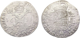 Spanish Netherlands Possession Duchy of Brabant Philip VI 1 Patagon 1651 Antwerp mint Silver XF 27.7g KM# 53.1