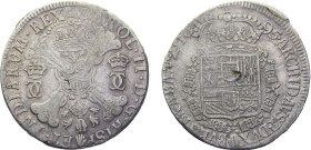 Spanish Netherlands Possession Duchy of Brabant Carlos II 1 Patagon 1695 Antwerp mint Silver XF 28.1g KM#107.1