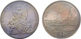 Switzerland Federal State Fribourg 5 Francs 1881 Bern mint(Mintage 30000) Shooting Festival Silver AU 25g X# S15