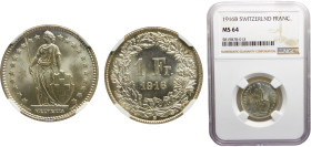 Switzerland Federal State 1 Franc 1916 B Bern mint "Helvetia standing" Silver NGC MS64 KM# 24