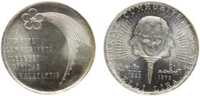 Turkey Republic 50 Lira 1973 (Mintage 68730) 50th anniversary of Republic Silver BU 13g KM# 902