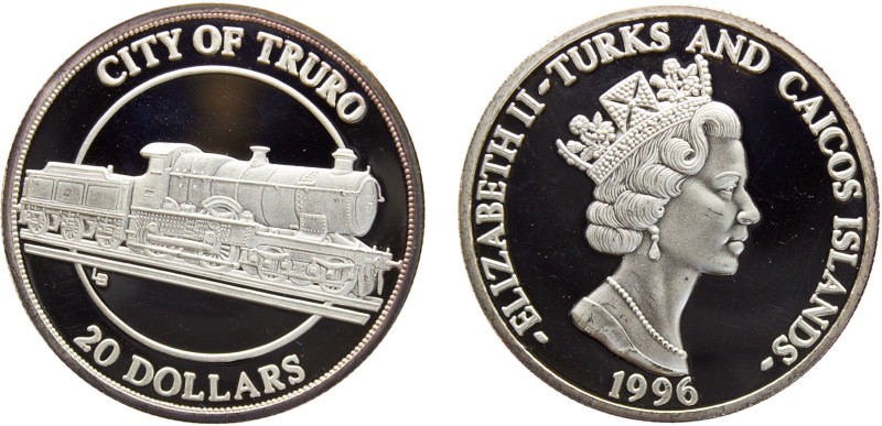 Turks and Caicos Islands British colony Elizabeth II 20 Dollars 1996 (Mintage 20...