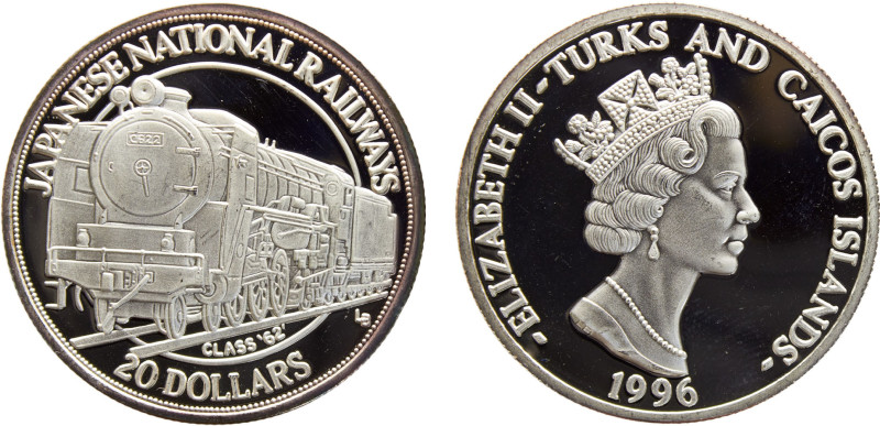 Turks and Caicos Islands British colony Elizabeth II 20 Dollars 1996 (Mintage 20...