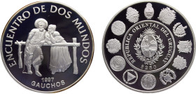 Uruguay Oriental Republic 250 Pesos Uruguayos 1997 Mexico City mint(Mintage 11000) Ibero-American Series III, Dances and customs Silver PF 27g KM# 114...