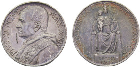 Vatican City City State Pivs XI 10 Lire 1935//XIV (Mintage 50000) Silver AU 10.1g KM# 8