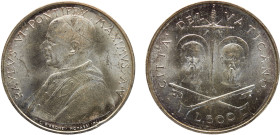 Vatican City City State Paul VI 500 Lire ND (1967) Saint Peter and Paul Silver BU 11g KM# 99