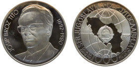 Yugoslavia Socialist Federal Republic 1000 Dinara 1980 ZM Zlatara Majdanpek Tito's Death Silver PF 26.1g KM# 78