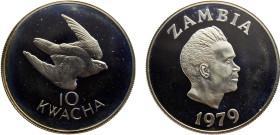 Zambia Republic 10 Kwacha 1979 Royal mint(Mintage 3256 ) Conservation,World Wildlife Fund, Taita falcon Silver PF 35.4g KM# 19a