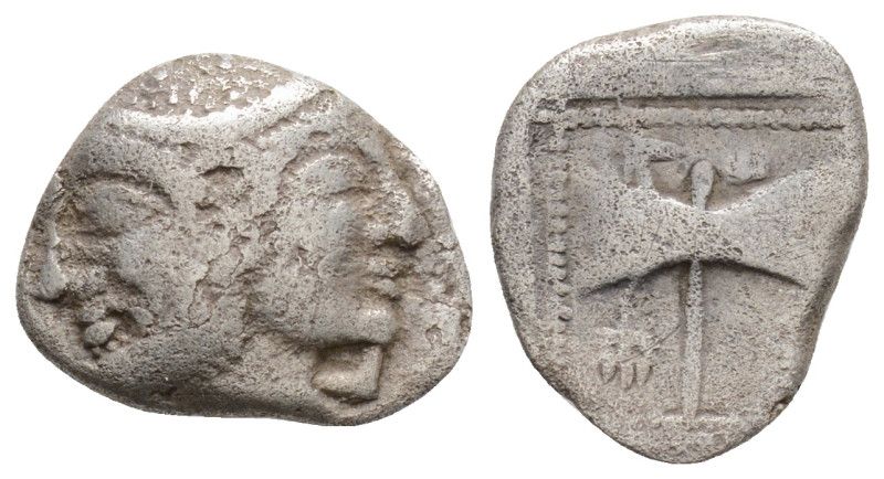 TROAS. Tenedos. Hemidrachm (Circa 500-470 BC).
Obv: Archaic janiform head, male ...
