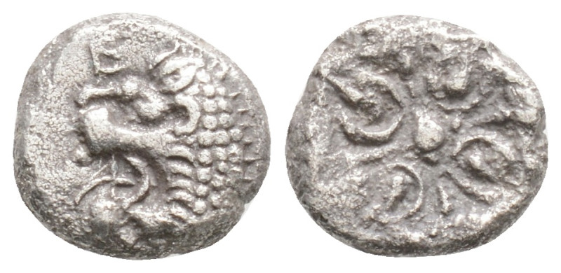 SATRAPS OF CARIA. Hekatomnos (Circa 395-353 BC). Obol.
Obv: E.
Forepart of lion ...
