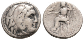 KINGS OF MACEDON. Alexander III 'the Great' (336-323 BC). Drachm. Magnesia ad Maeandrum.
Obv: Head of Herakles right, wearing lion skin.
Rev: AΛΕΞΑΝΔΡ...