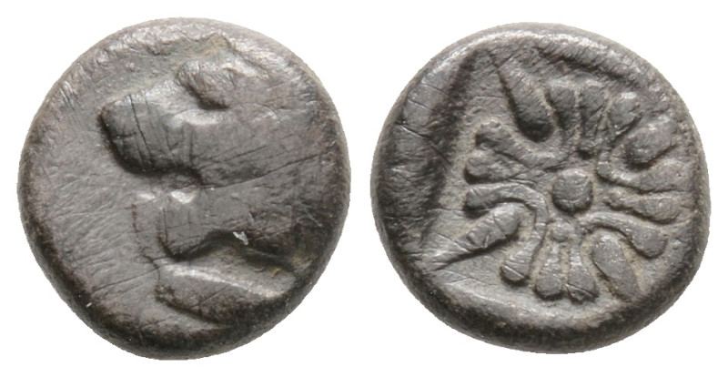 IONIA. Miletos. Diobol (6th-5th centuries BC).
Obv: Forepart of lion right, head...