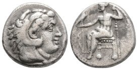 Kingdom of Macedon, Alexander III 'the Great' AR Drachm. Struck under Nikokreon. Salamis, circa 332-323 BC. 
Head of Herakles to right, wearing lion s...