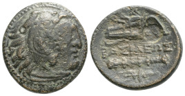 Kingdom of Macedon, Alexander III 'the Great' Æ Uncertain mint in Asia Minor, circa 323-310 BC. Head of Herakles to right, 
wearing lion skin headdres...
