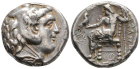 Kingdom of Macedon. Alexander III AR Tetradrachm. Babylon c. 315-311. Head of Herakles r., wearing lion skin / Zeus 
Aëtophoros seated l.; monogram in...