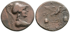 PHRYGIA. Apameia. Ae (Circa 88-40 BC). Kokos, magistrate.
Obv: Helmeted bust of Athena right.
Rev: AΠΑΜΕΩN / KOKOY.
Eagle alighting right on maeander ...