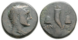 PAPHLAGONIA. Sinope. Ae. Struck under Mithradates VI (Circa 120-111 or 110-100 BC).
Obv: Draped and winged bust of Perseus right.
Rev: ΣΙΝΩ - ΠΗΣ.
...