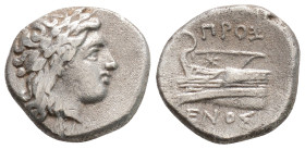Bithynia, Kios AR Hemidrachm. c. 350-300. Proxenos, magistrate. Laureate head of Apollo r.; KIA below / Prow of galley
 l., ornamented with star. 
2.4...
