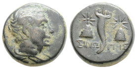 Paphlagonia. Sinope circa 120-100 BC. Bronze Æ Draped bust of Perseus right / ΣΙΝΩ-ΠΗΣ; cornucopia between 
two piloi of the Dioskouroi, each surmount...
