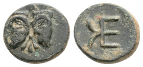 Troas, Kebren Æ . Circa 420-412 BC. Confronted ram's heads; floral ornament between / KE monogram.
1g 10mm