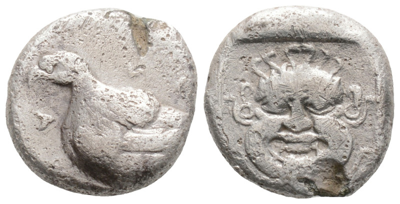 TROAS, Abydos. Circa 480-450 BC. AR Drachm ABVD-[H]NON, eagle standing left / Fa...