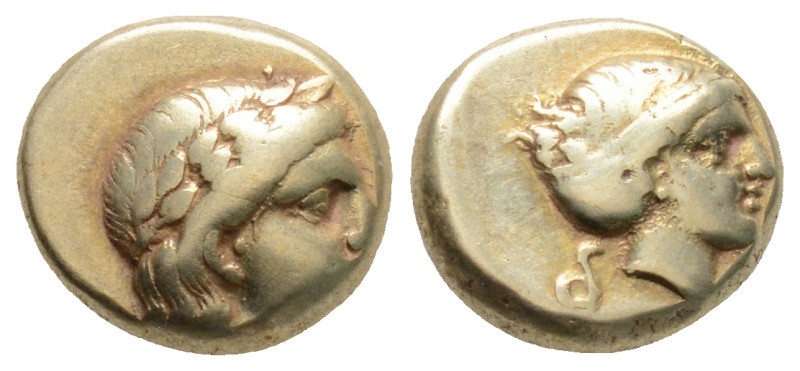 LESBOS. Mytilene. EL Hekte (Circa 377-326 BC).
Obv: Laureate head of Apollo righ...