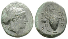 Islands off Mysia, Prokonnesos Æ12. Circa 340-330 BC. Laureate head of female (Aphrodite?) right / Oinochoe; ΠΡΟΚΟΝ around. 
4.7g 19.8mm