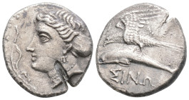 PAPHLAGONIA. Sinope. Drachm (Circa 330-300 BC). Phagetas, magistrate.
Obv: Head of nymph left, with hair in sakkos.
Rev: ΦAΓETA.
Sea-eagle standing le...