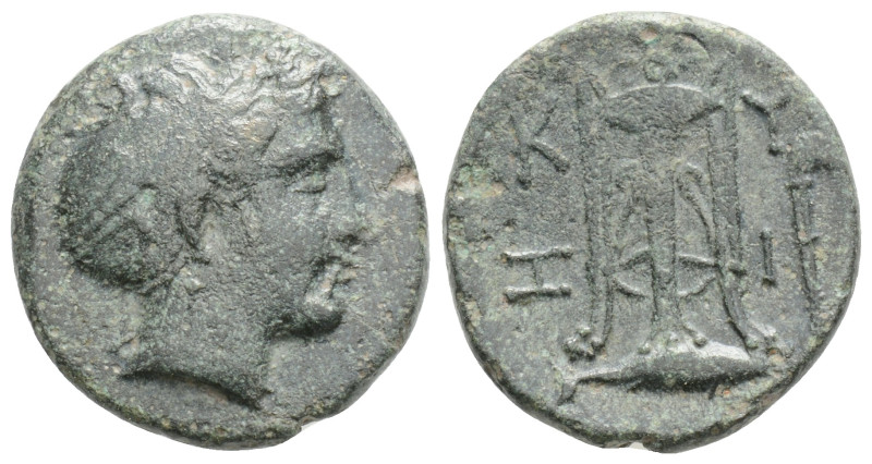 MYSIA. Kyzikos. Ae (Circa 3rd century BC).
Obv: Head of Kore Soteira right.
Rev:...