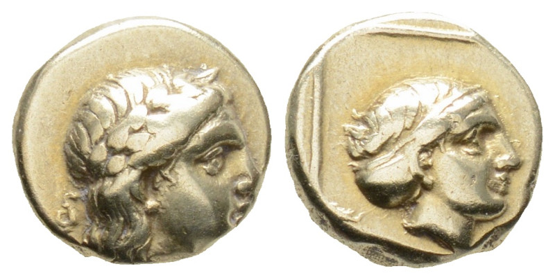 Lesbos, Mytilene EL Hekte. Circa 337-326 BC. Laureate head of Apollo right, smal...