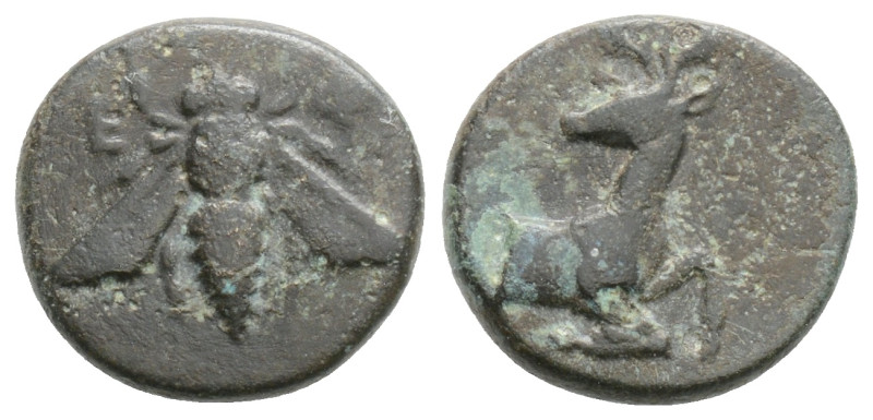 IONIA, Ephesos . Circa 387-289 BC. Æ E-F, bee / Forepart of a stag right. 
1.6g ...