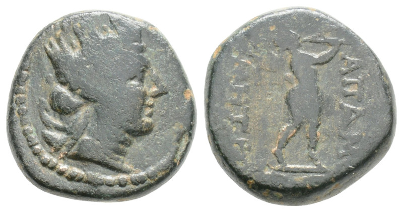 PHRYGIA, Apameia. (Circa 88-40 BC). Æ
Attalos, son of Bianor, eglogistes. Turret...