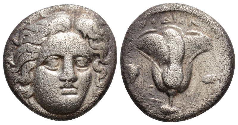 ISLANDS off CARIA, Rhodos. Rhodes. Circa 250 BC. AR Didrachm Radiate head of Hel...