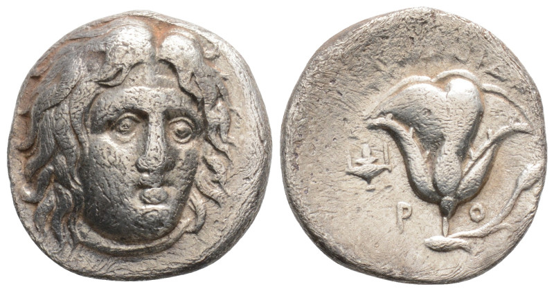 ISLANDS off CARIA, Rhodos. Rhodes. Circa 305-275 BC. AR Drachm Head of Helios fa...