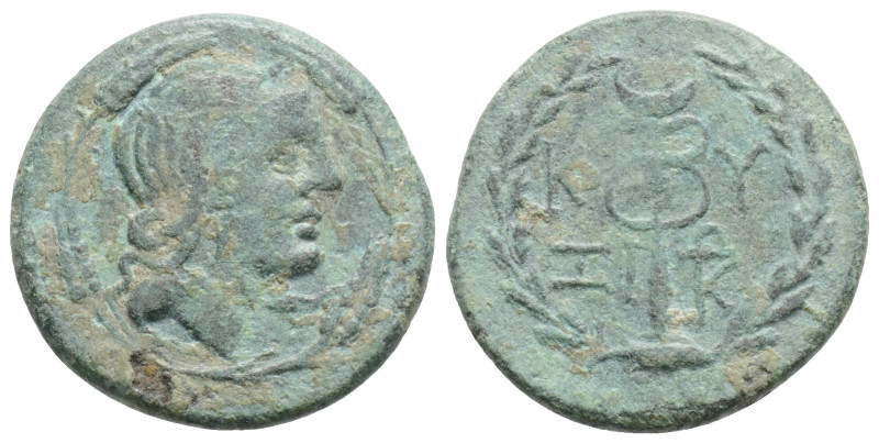 Mysia. Kyzikos circa AD 0-100, (under Roman rule). Æ Head of Kore right, grain e...