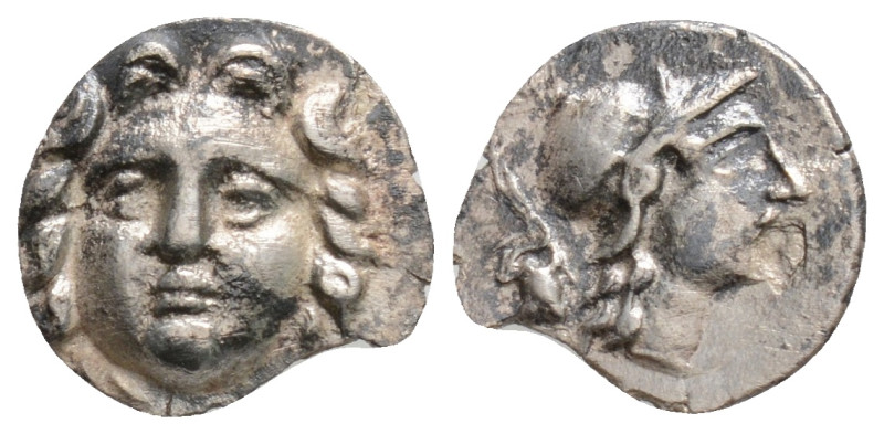 Pisidia, Selge AR Obol. Circa 350-300 BC. Facing Gorgoneion / Helmeted head of A...