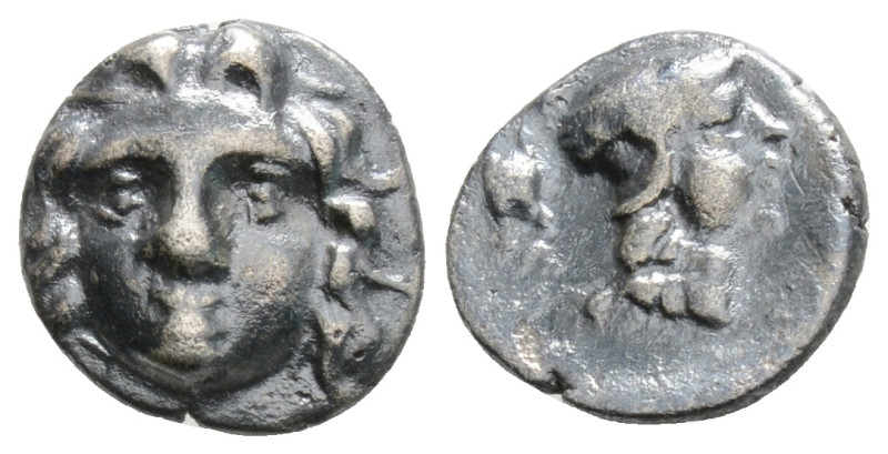 Pisidia, Selge AR Obol. Circa 350-300 BC. Facing Gorgoneion / Helmeted head of A...