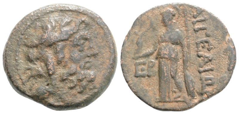 CILICIA, Aigeai. (Circa 2nd-1st centuries B.C).Æ Laureate head of Zeus right / A...